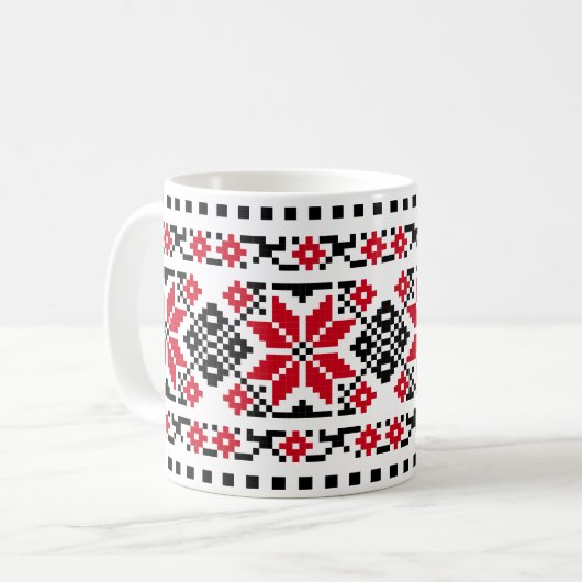 Rumänisches traditionelles Motiv "The Stars" Kaffeetasse (Vorderseite Links)