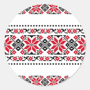 Rumänisches traditionelles Motiv "The Stars" Runder Aufkleber