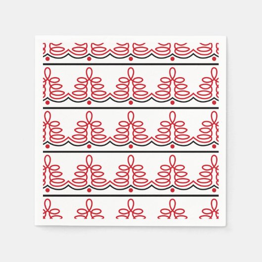 Rumänisches traditionelles Volksmotiv in Rot und S Serviette (Vorderseite)