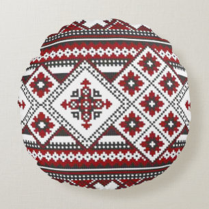 Rumänisches Volkskunst-Rundkissen Traditionell Rundes Kissen