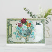 RUMÄNTICA 3 ,Floral Blue White Wedding Party Einladung (Stehend Vorderseite)