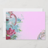 RUMÄNTICA, elegante Hochzeitsfeier, rosa blau Einladung (Rückseite)