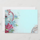 RUMÄNTICA, elegante Hochzeitsfeier, rosa blau Einladung (Rückseite)