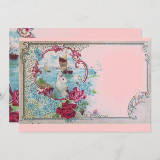 RUMÄNTICA Hochzeitsfeier mit Blumen Einladung (Vorne/Hinten)