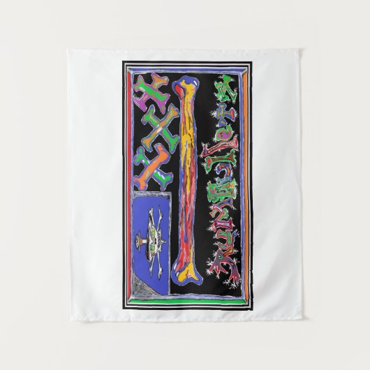 RUMBULLETS NEW VERSION PIRATE FLAG TAPESTRY WANDTEPPICH (Vorderseite)