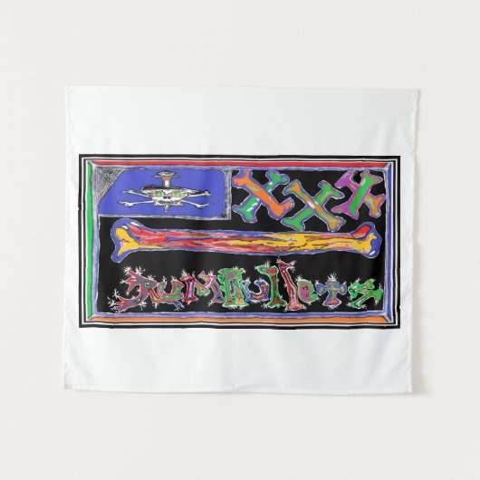 RUMBULLETS NEW VERSION PIRATE FLAG TAPESTRY WANDTEPPICH (Vorderseite (Horizontal))