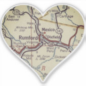 Rumford Maine Classic Map Aufkleber (Vorderseite)