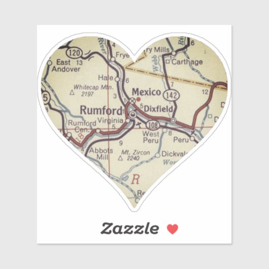 Rumford Maine Classic Map Aufkleber (Blatt)