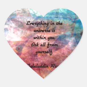 Rumi Aufschlussziffer über Energie und Universum Herz-Aufkleber