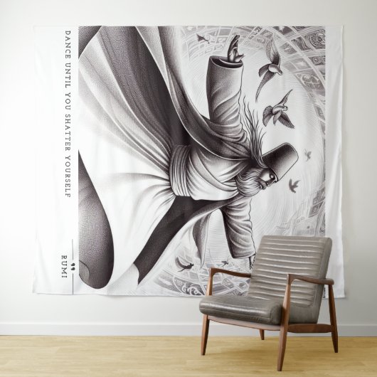 RUMI DANCE QUOTE ART WANDTEPPICH (Beispiel (Horizontal))