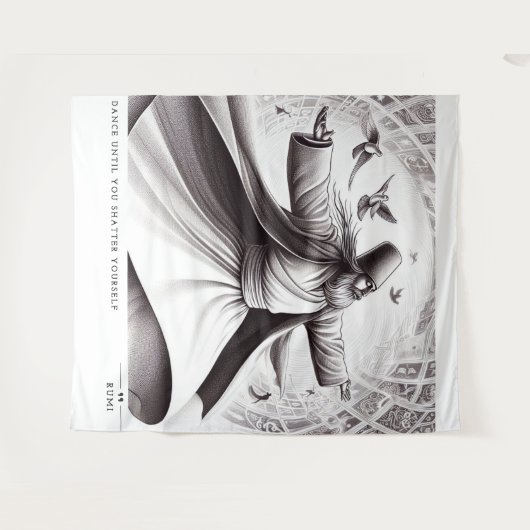 RUMI DANCE QUOTE ART WANDTEPPICH (Vorderseite (Horizontal))