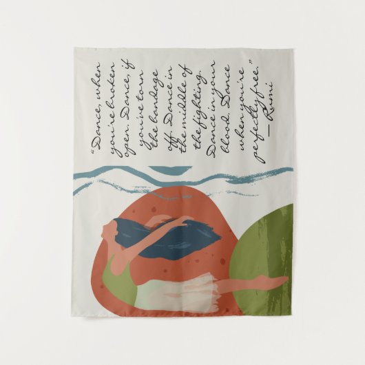 Rumi Dance Quote mit Tänzer Wandteppich (Vorderseite)