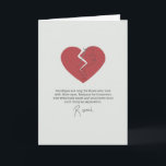 Rumi Goodbyes Broken Heart Card Karte<br><div class="desc">Graue Karte mit gebrochenem rotem Herzen, die mit einer Nadel genäht wird, und Rumi zitiert: "Gaudbys sind nur für diejenigen, die mit ihren Augen Liebe haben. Denn für diejenigen, die mit ihrem Herz und Soul Liebe haben, gibt es so etwas wie Trennung nicht." Aufgrund von Unterschieden bei Monitoren und Anzeigeeinstellungen...</div>