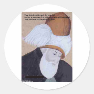 Rumi "Hindernisse der Liebe" Zitat auf Geschenk T- Runder Aufkleber