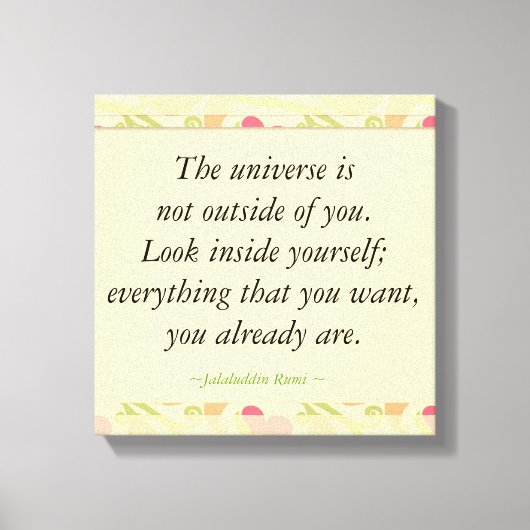 Rumi inspirierender Blick in Zitaten Leinwanddruck (Vorderseite)