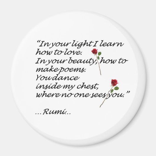 Rumi Liebe Quote Magnet Runde (Vorne)