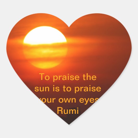 Rumi Lob für die Sonne Herz-Aufkleber (Vorderseite)