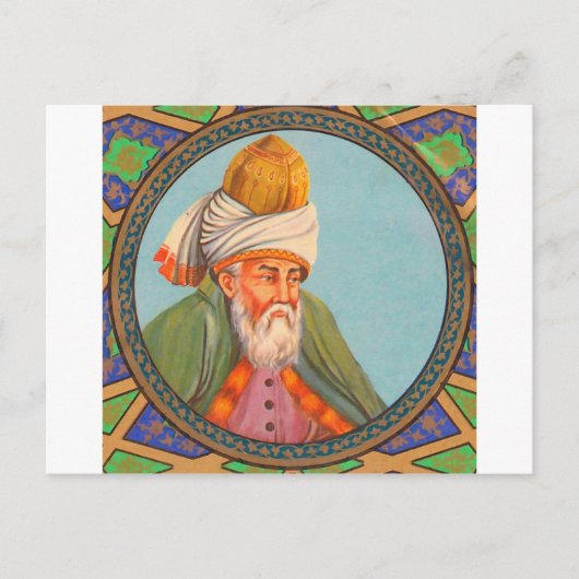 Rumi Portrait Ölgemälde Postkarte (Vorderseite)