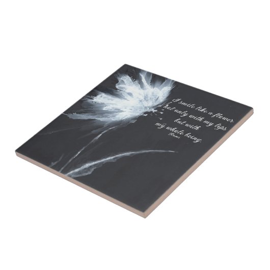 Rumi Quote Blume Schwarz-weiß Fliese (Seite)