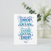 Rumi Quote: Not A Drop in the Ocean Postkarte (Stehend Vorderseite)