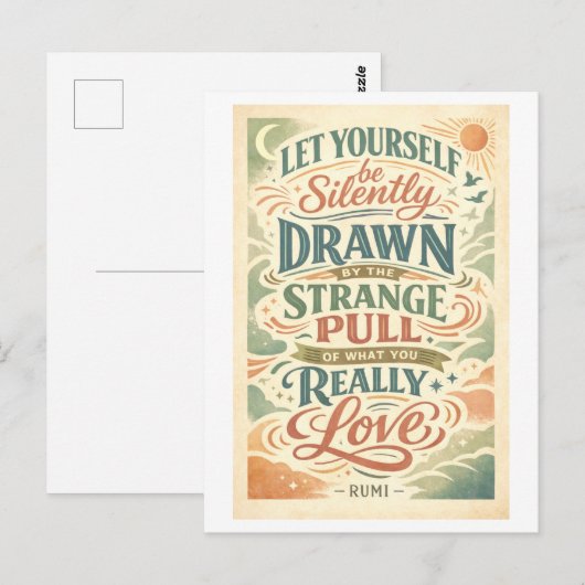 Rumi Quote: Strange Pull Postkarte (Vorne/Hinten)