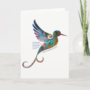 Rumi Quote with Hummingbird Greeting Card Karte
