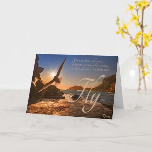 Rumi Sie waren Geboren mit Wings Karte (Gelbe Blume)