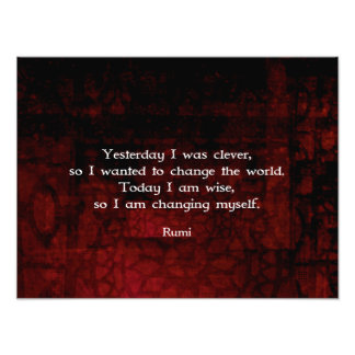 Rumi Wisdom Zitat über Veränderung und Cleverness Fotodruck