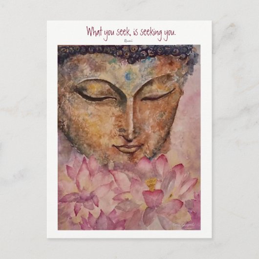 Rumi Zen Quote Buddha Wasserfarben Kunst Karte (Vorderseite)