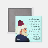 Rumi Zitat: Gestern war ich clever.. Magnet (Vorderseite/Rückseite)