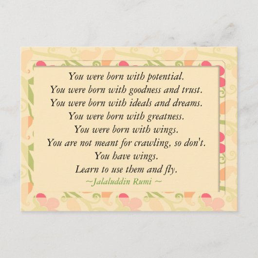 Rumi Zitat Inspiration Motivierend Postkarte (Vorderseite)