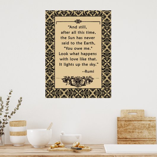 RUMI-Zitat: Plakat oder Print Sun and Earth (Küche)