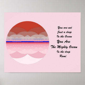 Rumi Zitat Poster Art. Ocean Mandala Inspiration.