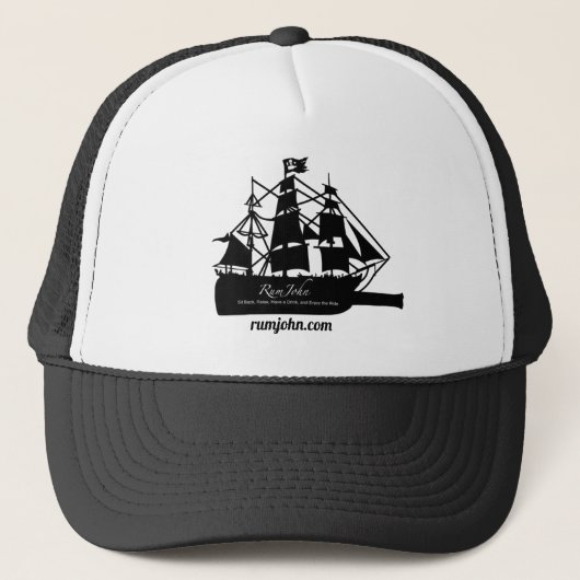 RumJohn Black Ship Trucker Hat Truckerkappe (Vorderseite)
