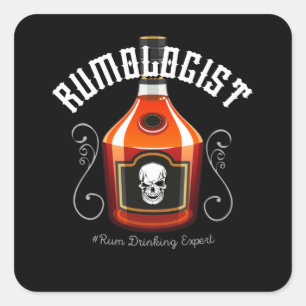 Rumologin Rum Drinker Pirate Alcohol Fun Party Quadratischer Aufkleber