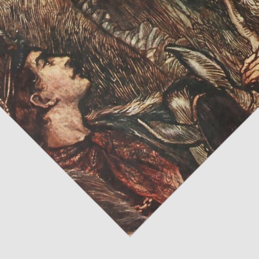 "Rumpelstiltskin" Fearie Kunst von Arthur Rackham Seidenpapier (Ausschnitt)