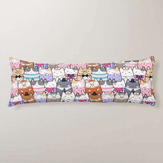 Rumpf nahtlose Muster Katzen Karoskissen Seitenschläferkissen (Vorderseite)