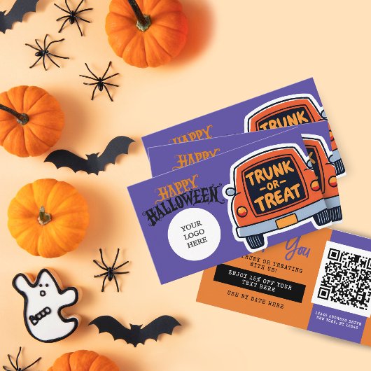 Rumpf oder Leckerei Halloween-Coupon Visitenkarte