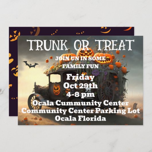 Rumpf oder Leckerei Halloween Einladung (Vorne/Hinten)