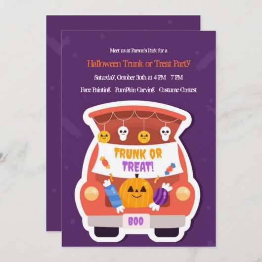 Rumpf oder Leckerei Halloween Einladung (Vorne/Hinten)