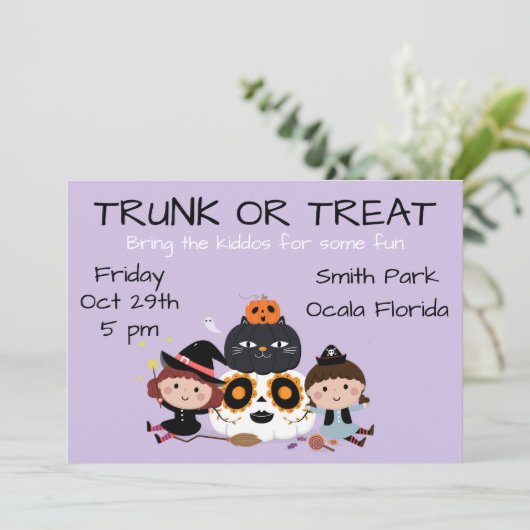 Rumpf oder Leckerei Halloween Einladung (Stehend Vorderseite)