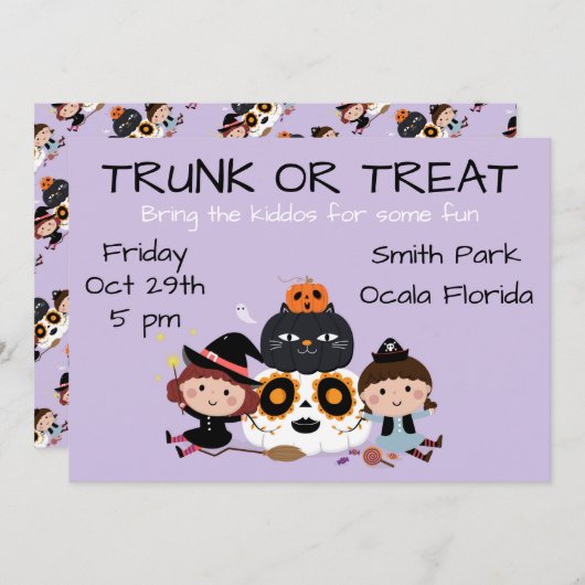 Rumpf oder Leckerei Halloween Einladung (Vorne/Hinten)