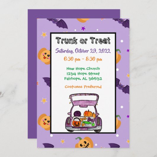 Rumpf oder Leckerei Halloween Einladung (Vorne/Hinten)