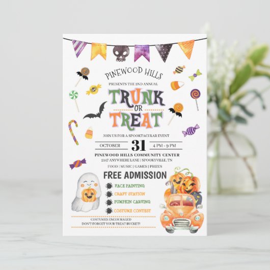 Rumpf- oder Leckerei-Halloween-Einladung Einladung (Stehend Vorderseite)