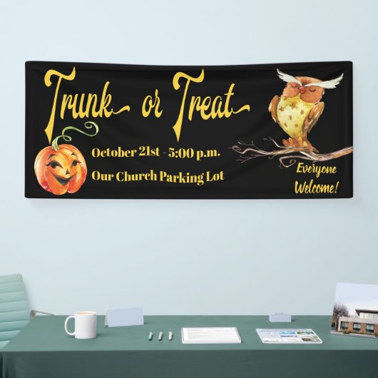 Rumpf oder Leckerei Halloween Pumpkin & Owl Banner (Messe)