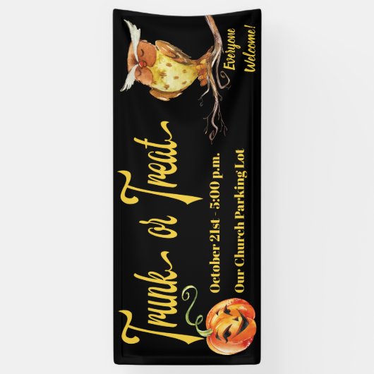 Rumpf oder Leckerei Halloween Pumpkin & Owl Banner (Vertikal)