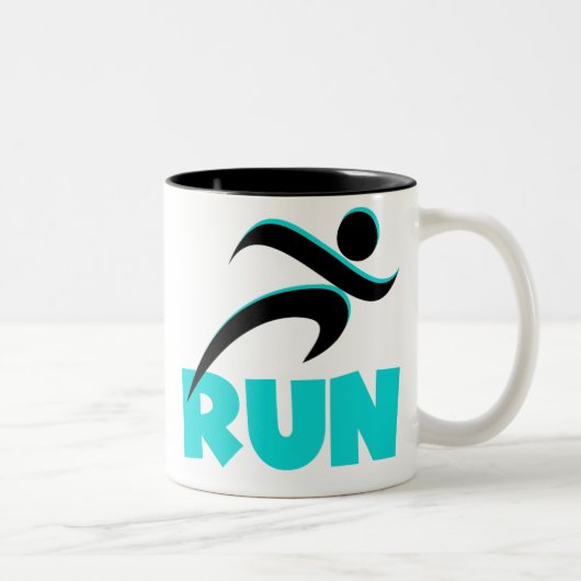 RUN Aqua Zweifarbige Tasse (Rechts)