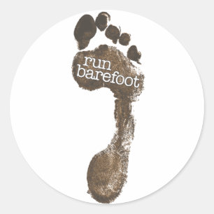 Run Barefoot Runder Aufkleber