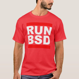 RUN BSD Cool WhiteRed Design für Unix Hackers Sysa T-Shirt