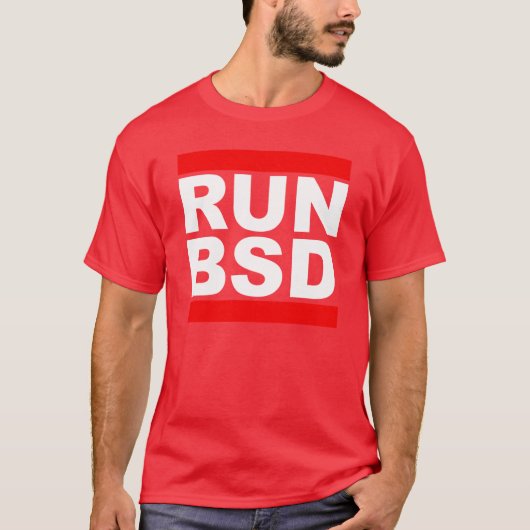 RUN BSD Cool WhiteRed Design für Unix Hackers Sysa T-Shirt (Vorderseite)